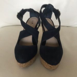 Loeffer Randal blue suede wedges